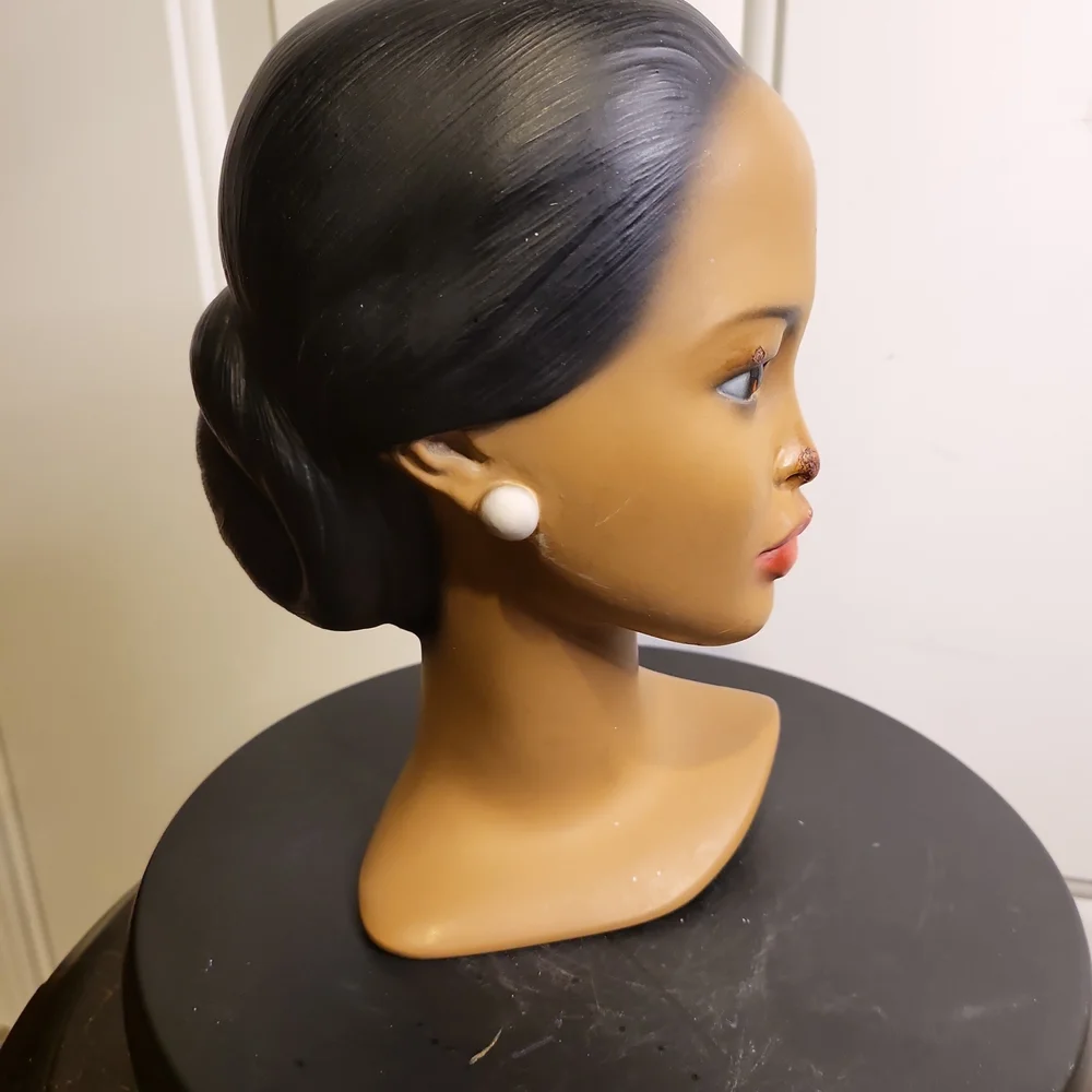Mid Century Modern Chalkware Woman's Head Bust Made in Denmark 8.25